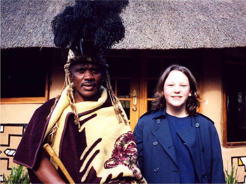 2002 - Texas Girls' Choir Long Tour, Johannesburg, South Africa - Tribal Chief & Stephanie.jpg